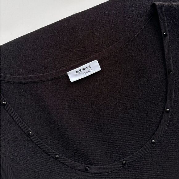 Akris Punto Stretch Viscose Knit Black Sleeveless Shell Tank w/ Crystal Detail 4 - Picture 6 of 14